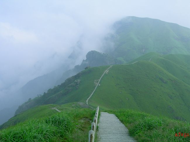 去武功山主峰的路线:安福-泰山-文家-南坪-三殿门-金顶